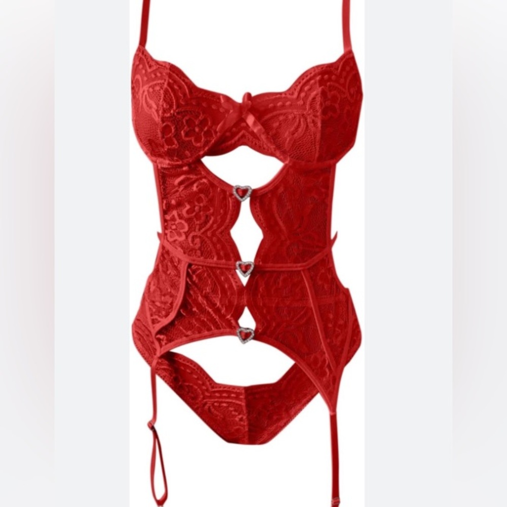 Elegant Red Lace Lingerie Set